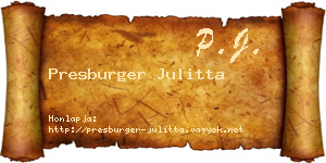 Presburger Julitta névjegykártya
